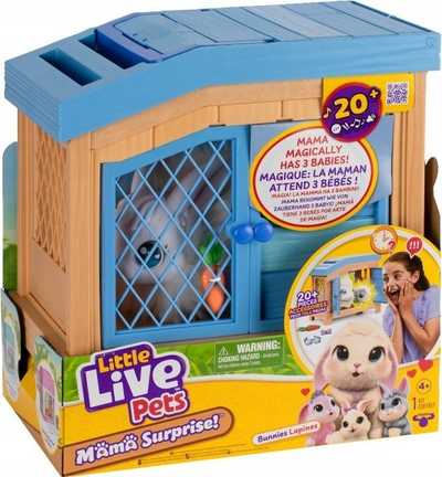 Set lodrash Little Live Pets Mama Surprise Bunnies, mama me 3 bebe, interaktiv, shumëngjyrësh