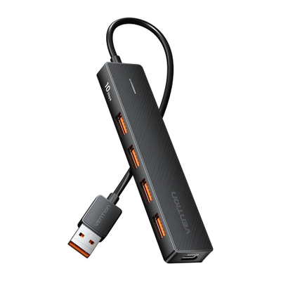 HUB USB Vention 5 me 1, USB 3.2 Gen2 10Gbps, kabllo 0.15m, i zi