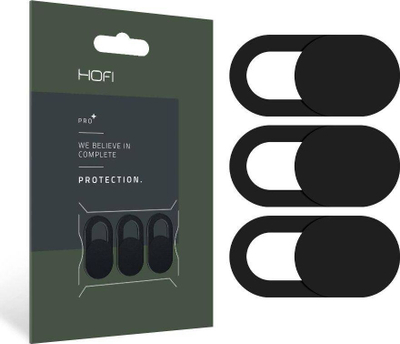 Kapak privatësie për kamer kamer laptopi Hofi Glass Slim Pro+, set me 3 copë, i zi