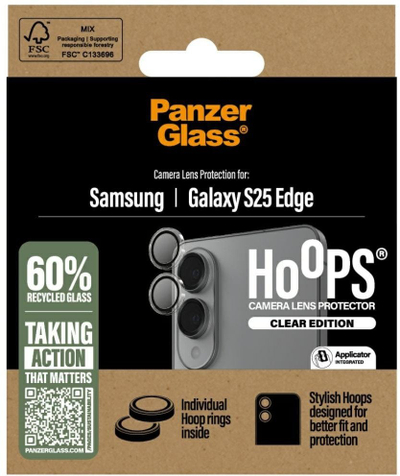 Mbrojtës kamere PanzerGlass Hoops për Samsung S25 Edge, transparent