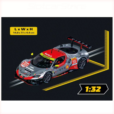 Makinë slot Carrera Ferrari 296 GT3 Vista AF Corse No.55, 1:32, me drita, gri e kuqe