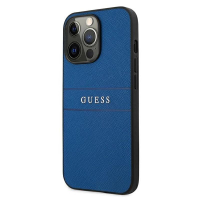 Kapak telefoni Guess Saffiano për iPhone 13 Pro Max, lëkurë PU, blu