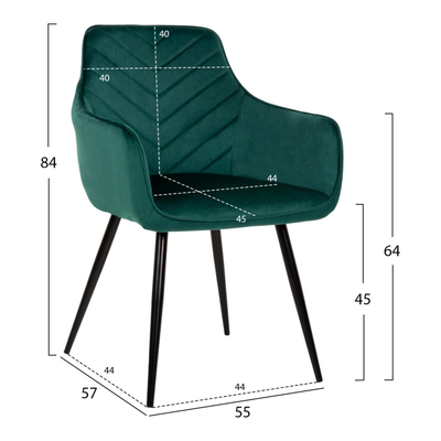 Kolltuk Latrell 55x57x84Hcm (HM8582.03), gjelbër/ zezë
