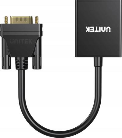 Adapter Unitek nga VGA në HDMI, Full HD, 15cm, i zi