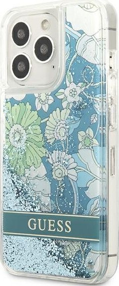 Kapak telefoni Guess GUHCP13LLFLSN, për iPhone 13 Pro / 13 6.1", Flower Liquid Glitter, jeshil