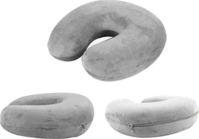 Jastëk udhëtimi ortopedik U-shape, memory foam, gri