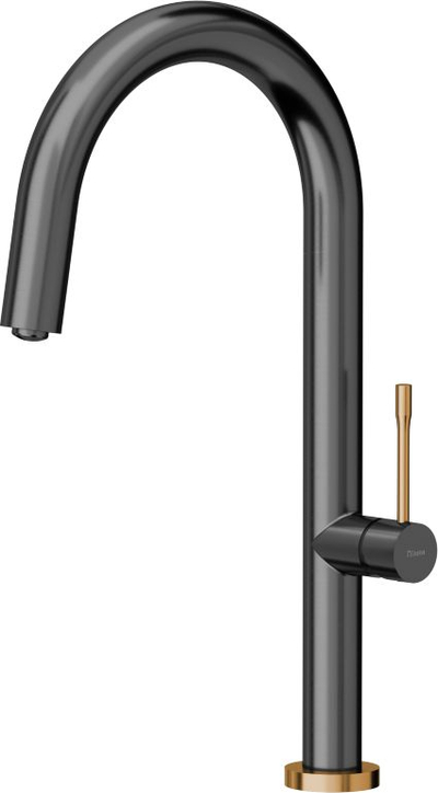 Rubinet kuzhine Quadron Haley T Line SteelQ, metal, grafit me detaje bakri