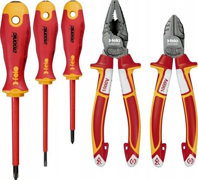 Set veglash elektrikisti Felo Ergonic VDE FL41395199, 6 copë, i kuq
