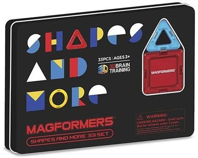 Set konstruktues magnetik Magformers Shapes & More, 33 copa, 3D, shumëngjyrësh