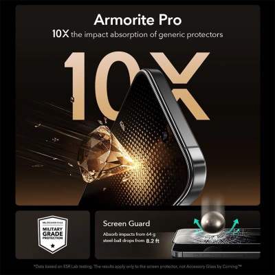Xham mbrojtës ESR UltraFit Armorite Pro, për iPhone 17 dhe 16 Pro, 1 copë, transparent