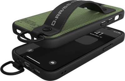 Maskë telefoni Diesel Handstrap Utility Twill, për iPhone 12 mini, me rrip dore, e zezë jeshile