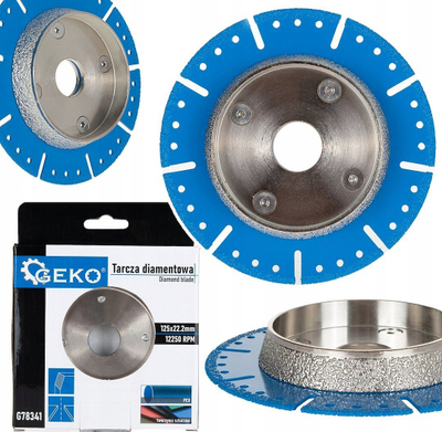 Disk prerës diamanti Geko G78341, 125mm, vrimë 22.2mm, blu