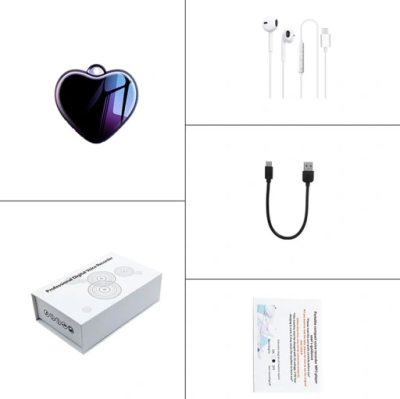 Regjistrues zëri Mbg Line Q66, 8GB, mini varëse zemre, i zi
