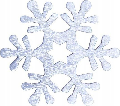 Stoli dekorativ prej druri Silver Snowflake, 4 cm, set 12 copë, ngjyrë argjendi