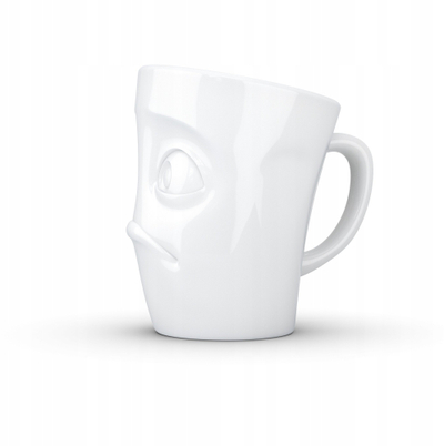 Filxhan porcelani Tassen Mug plus Handle, me dorezë, me fytyrë, i bardhë