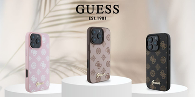 Maskë telefoni Guess Peony Script MagSafe, për iPhone 16, lëkurë eko, e zezë