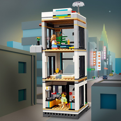 Set ndërtimi LEGO Shpi Moderne, 3 në 1, me minifigura, shumëngjyrësh