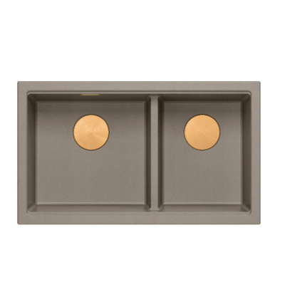 Lavaman kuzhine QUADRON LOGAN 120, granit, 2 vaska nën banak, Soft Taupe Copper
