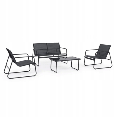 Set mobiljesh kopshti Extralink Schwarzwald L-0358, 2 karrige lezhninë tavolinë e zgjatshme, tekstil, i zi