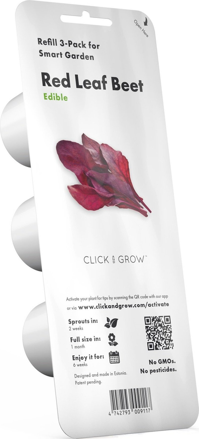 Kapsula bimore Click and Grow Red Leaf Beet, refill për kopsht inteligjent, paketim 3 copë, e bardhë