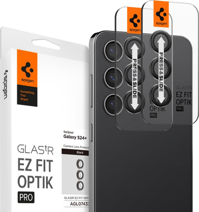 Xham mbrojtës kamere Spigen Glass tR EZ Fit Optik Pro, 2 copë, për Samsung Galaxy S24+, kornizë e zezë