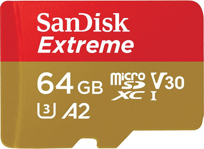 Kartë memorie SanDisk Extreme MicroSDXC 64GB Class 10 UHS-I / U3 A2 V30 (001835050000)
