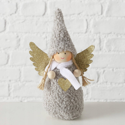 Figurinë zbukuruese AMIA Angel, 16 cm, material i butë, bezhë