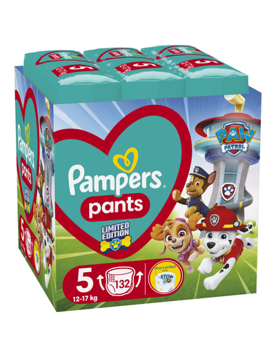 Pelena pantallona Pampers Paw Patrol, madhësia 5, 132 copë