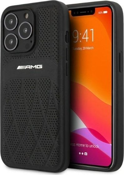 Mbulesë telefoni AMG AMHCP13LOSDBK për iPhone 13 Pro 13, lëkurë natyrale, e zezë