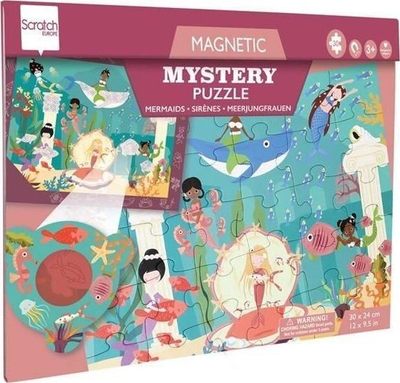Puzzle magnetik SCRATCH Magnetic Discovery Mermaids, me sirena, shumëngjyrësh