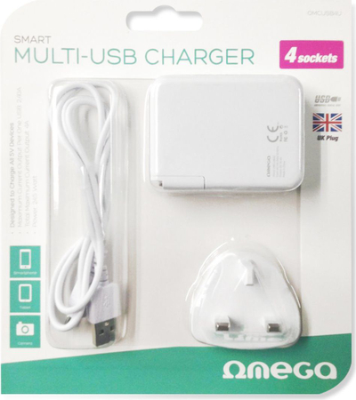 Karikues Omega 4x USB 4A, i bardhë - 42673