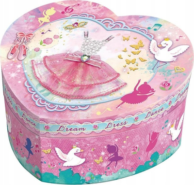 Kuti muzikore Pecoware Heart Dress, në formë zemre, me balerinë që rrotullohet, rozë