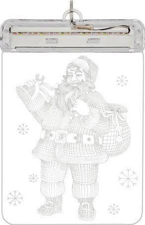 Dekor dritare me LED 3D Stained Glass Santa, i dyanshëm, shumëngjyrësh