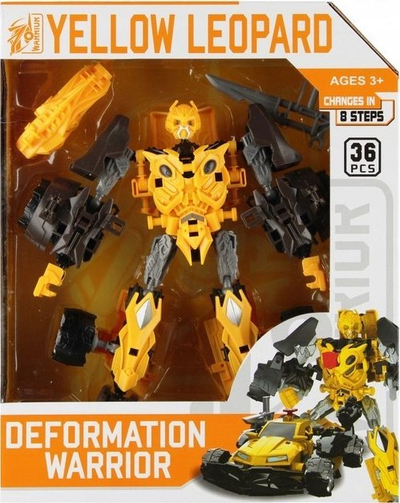 Lodër robot që kthehet MEGA CREATIVE Yellow Leopard, 2n1 makinë, 17cm, i verdhë