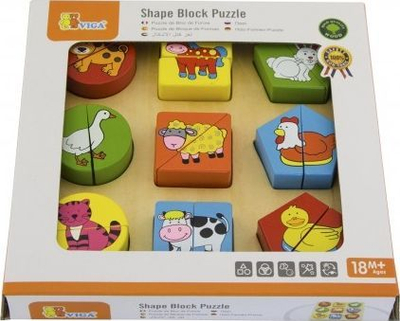 Puzzle Viga Educational Wooden Animals, 18 elemente