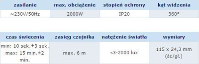 Senzor lëvizjeje Orno OR-CR-241, 360°, 2000W, i bardhë