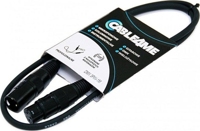 Kabllo DMX Cable4me XLR në XLR, 1m, 3 pin, i zi