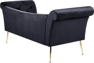 Divan chaise lounge Beliani Nantilly, kadife, këmbë metali ngjyrë ari, i zi