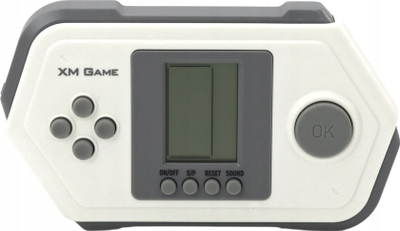 Konzolë portabel lojrash XM Game Brick Game, ekran LCD, për kalamaj 6+, gri me të bardhë