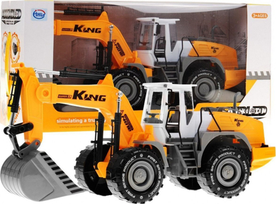 Lodër eskavator King Super A, me kovë që lëviz, gjatësi 46 cm, portokalli