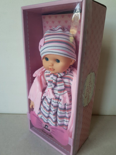 Kukull bebe Adar 516724, 40cm, me zë polonisht, rozë gri