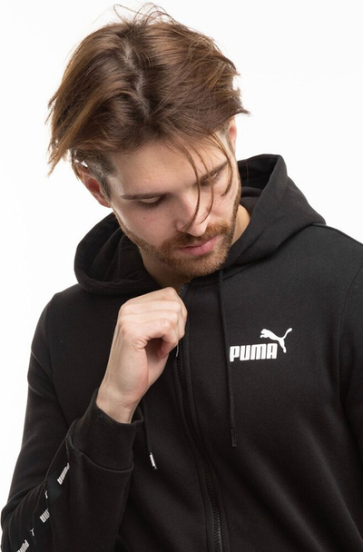 Hanorak çunash Puma ESS+ Tape Full-Zip, me kapuç, me zinxhir, i zi