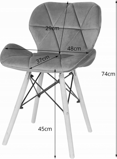 Set tavoline rrethore TODI, 80cm, 4 karrige LAGO kadife blu e errët, këmbë druri