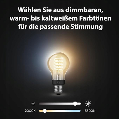Set llamba inteligjente Philips Hue White Ambiance E27 Filament, 3 copë, Bluetooth, xham i artë