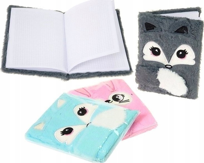 Ditar plush Notes Fox Diary A5, me vija katrore, shumëngjyrësh