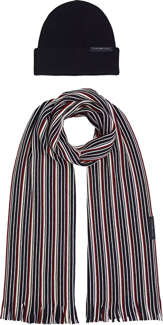 Set kapelë dhe shall për meshkuj Tommy Hilfiger mTH4839, të kaltra