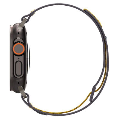 Rrip ore Apple Spigen Athlex Air, për Apple Watch 49/46mm, material stof sportiv, gri me të verdhë