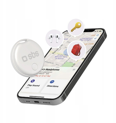 Lokator SBS Track My Dot, kompatibil me Apple Find My, me alarm zanor, i bardhë