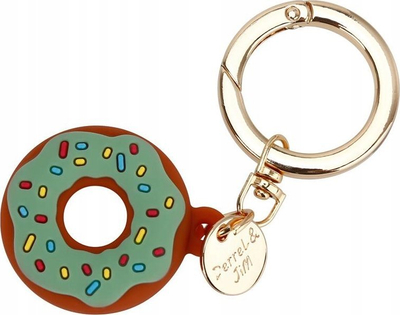 Mbajtëse AirTag Donut me unazë çelsash, silikoni, jeshile me shumë ngjyra