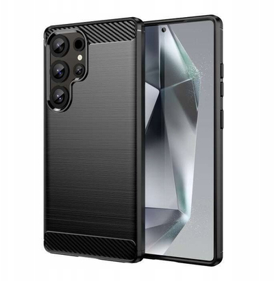 Kapak silikoni Carbon Case për Samsung Galaxy S25 Ultra, i butë, mbron nga goditjet, i zi